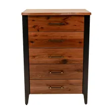 live edge chest in black walnut with metal accents