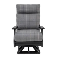 outdoor patio swivel chair with a high back in sunbrella fabric