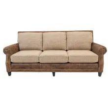 leather sofa with fabric seats and back