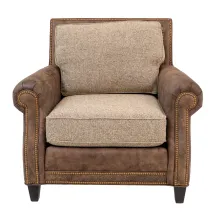 leather living room chair with fabric seats and backs