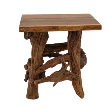 epoxy river rock end table with driftwood legs