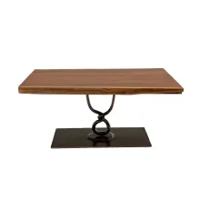 live edge coffee table with wrought iron base