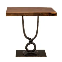 black walnut live edge end table with metal base