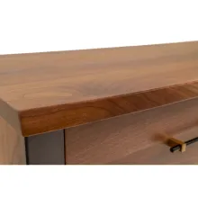 live edge dresser in black walnut with wrought iron metal accents