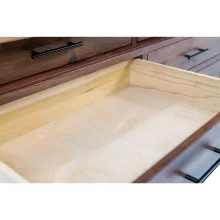 live edge dresser with dovetailed drawers made with solid black walnut
