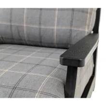 outdoor patio swivel chair with a high back in sunbrella fabric
