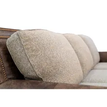 leather sofa with fabric seats and back