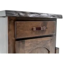 rustic cherry live edge end table with leather handles
