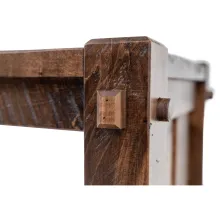 craftsman style sofa table with exposed joinery