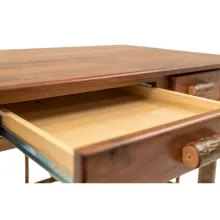 bark trim wooden office desk
