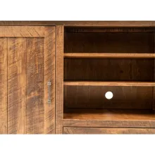 wooden tv stand with open shelf in the middle