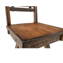 rough sawn wood counter stool with back