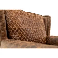 wingback chair with leather and fabric