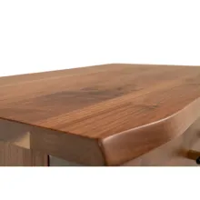 live edge dresser in black walnut with wrought iron metal accents