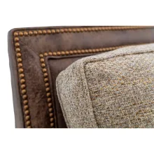 leather living room chair with fabric seats and backs