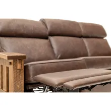 wood arm reclining sofa with leather