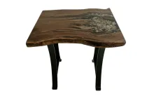 River Rock Epoxy Slab End Table