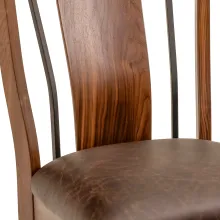 black walnut swivel stool with leather seat