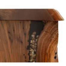 black walnut live edge desk with river rock epoxy